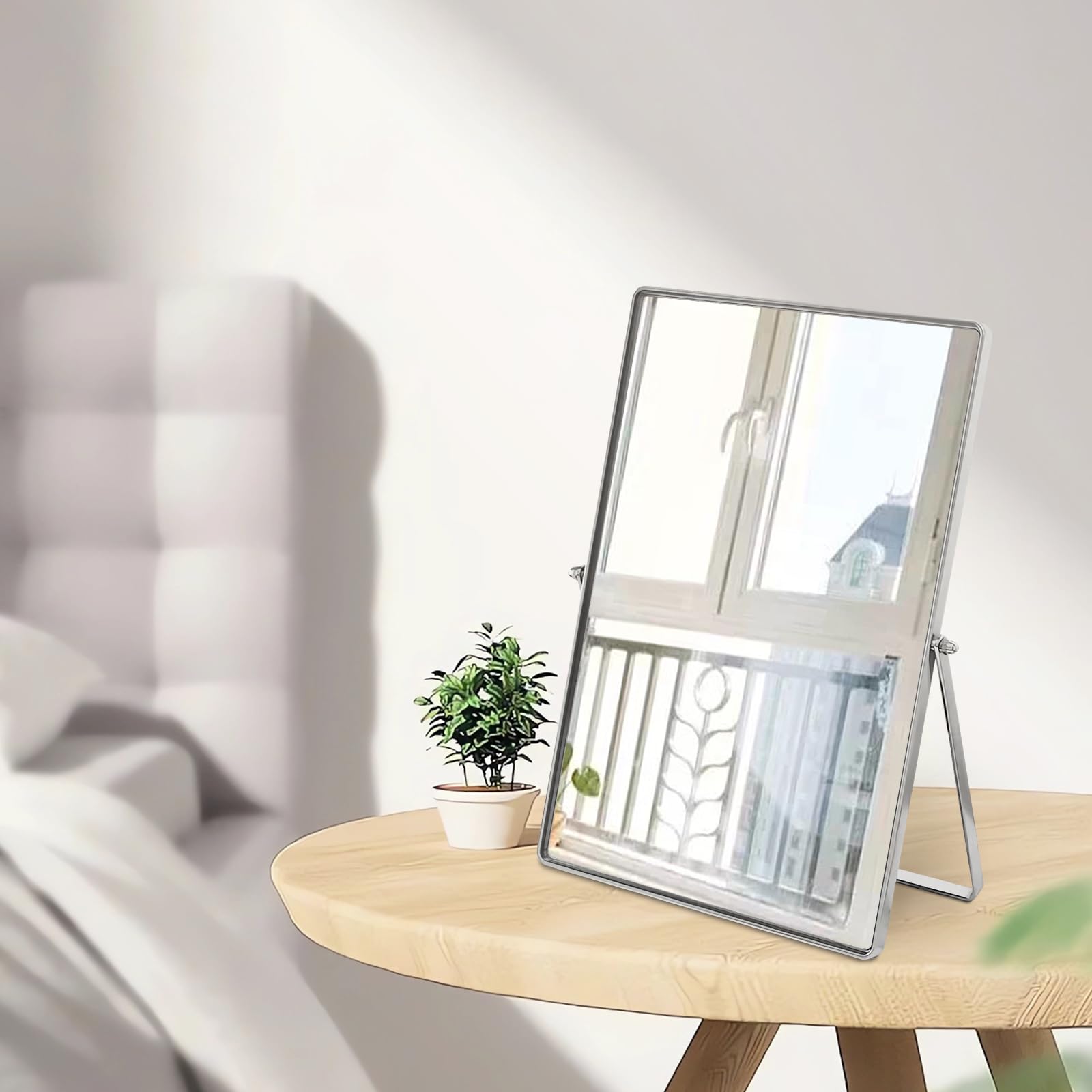 Numjeg Makeup Vanity Mirror Portable Desktop Mirror With Metal Stand Adjustable 90 Rotation Desk Mirrors For Dressing Room,Bedro