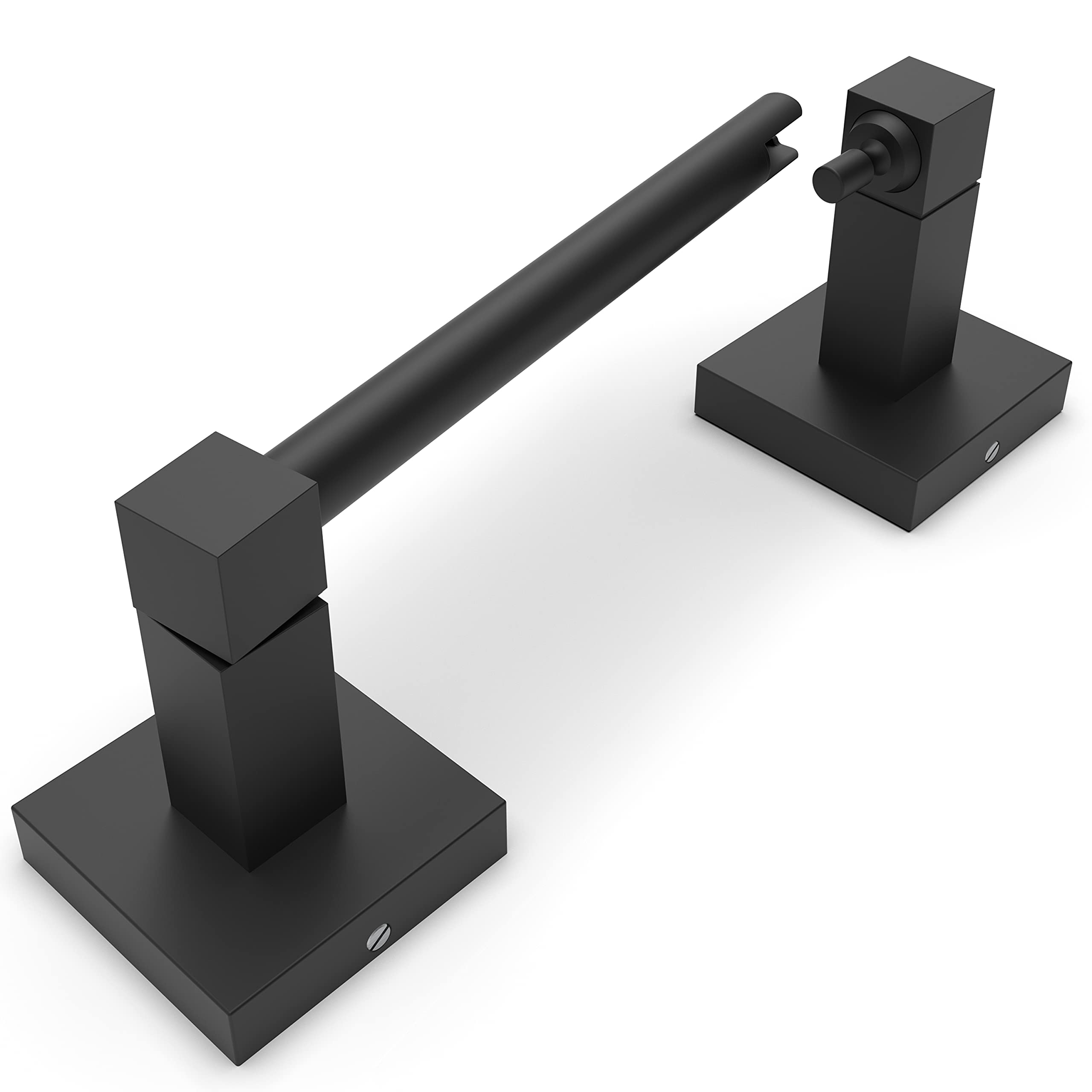Ruacq Toilet Paper Holder Matte Black Double Post Pivoting Square Tissue Holders Roll Holder Hangers Toilet Paper Modern Wall Mo