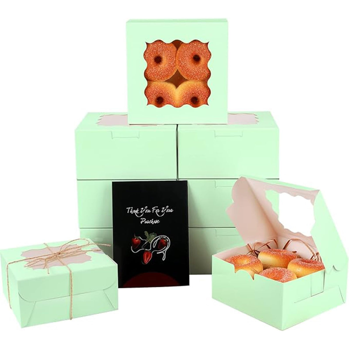 Qiqee Mint Green Cookie Boxes With Window 36Packs 6X6X3 Mint Green Bakery Box Pastry Box For Wedding Favor Birthday & Party