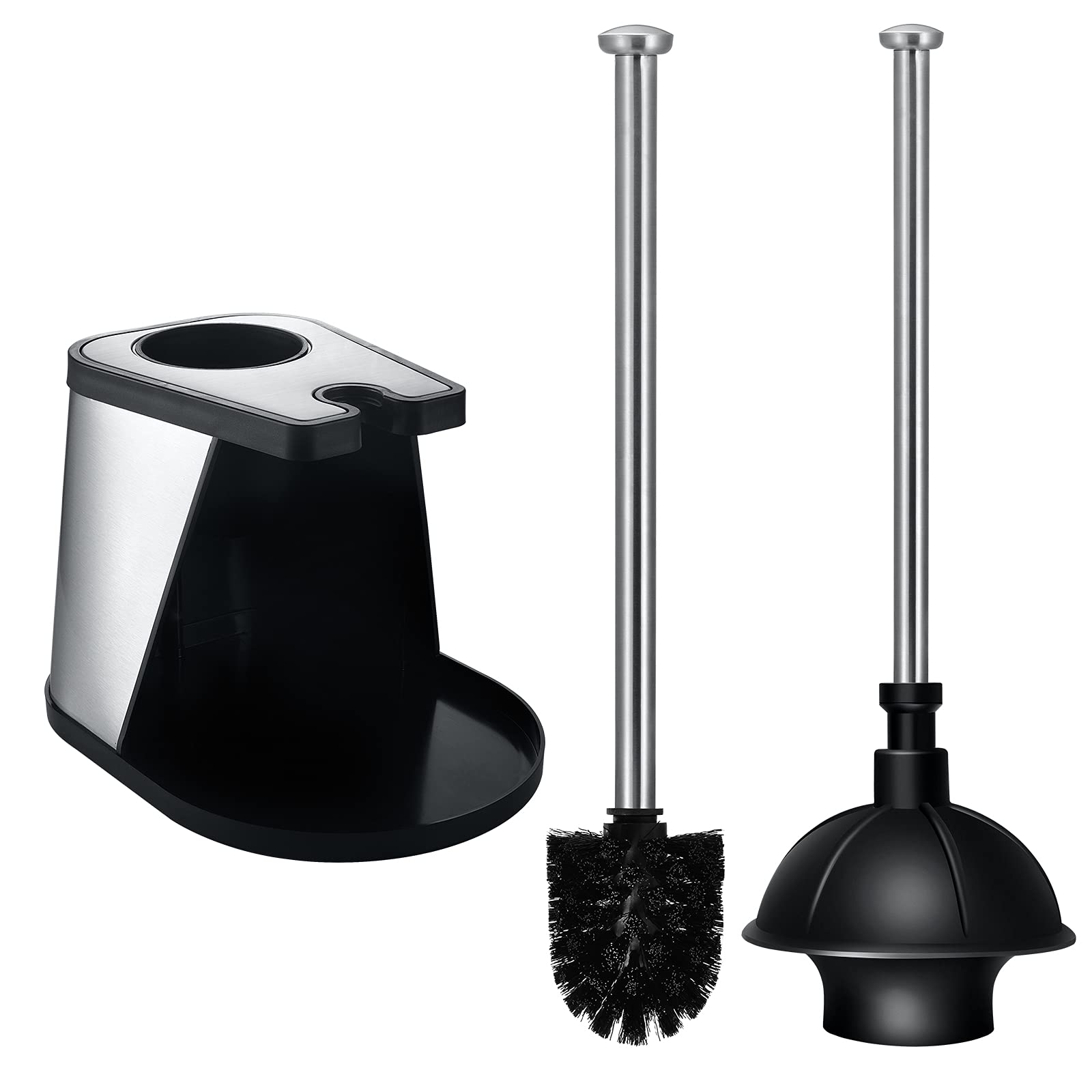 ToiletTree Products Modern Deluxe Freestanding Toilet Brush and Plunger Combo (Black - 7.5 x 9 x 20.5)
