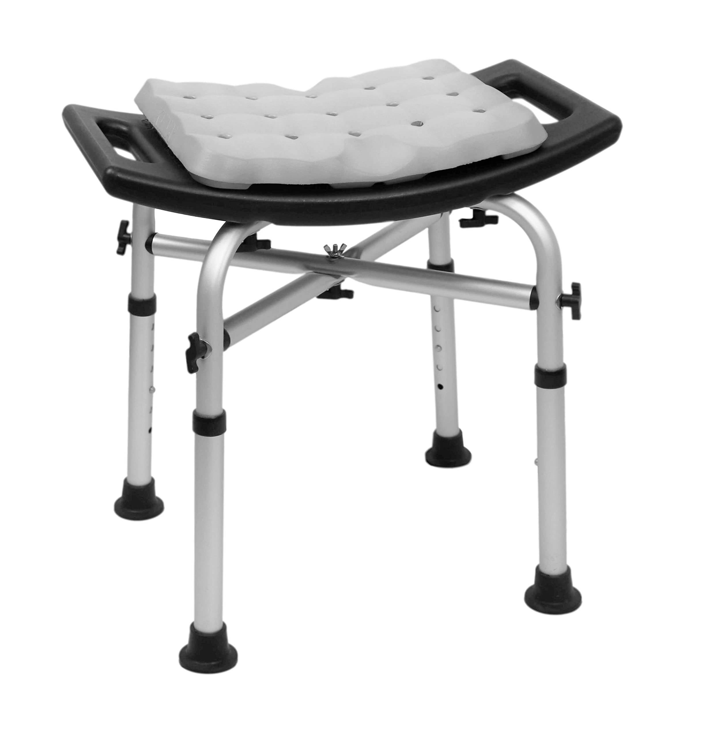 Kmina - Heavy Duty Shower Stool Padded (330 Lb) With Double Reinforced Crossbar And Cushion, Shower Stool For Inside Shower, Sho