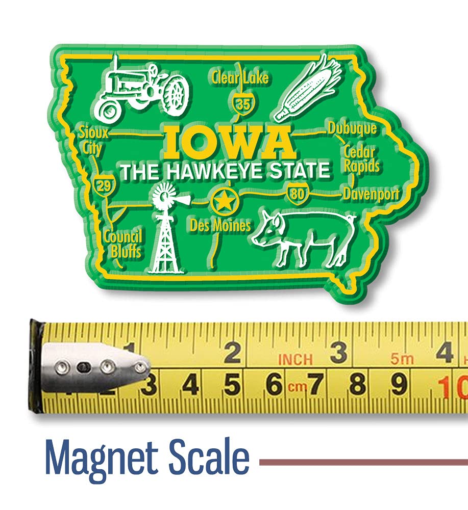 Iowa Giant State Magnet By Classic Magnets, 3.7'' X 2.5'', Collectible Souvenirs Made In The Usa