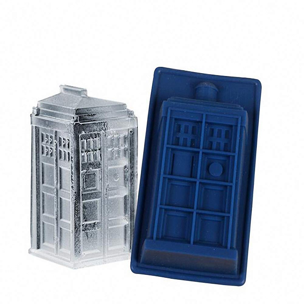 2Pcs Tardis Ice Cube Trays Dr. Who Silicone Ice Mold, Cake Muffin Baking Pan, Jello Chocolate Gelatin Mold Soap Mould