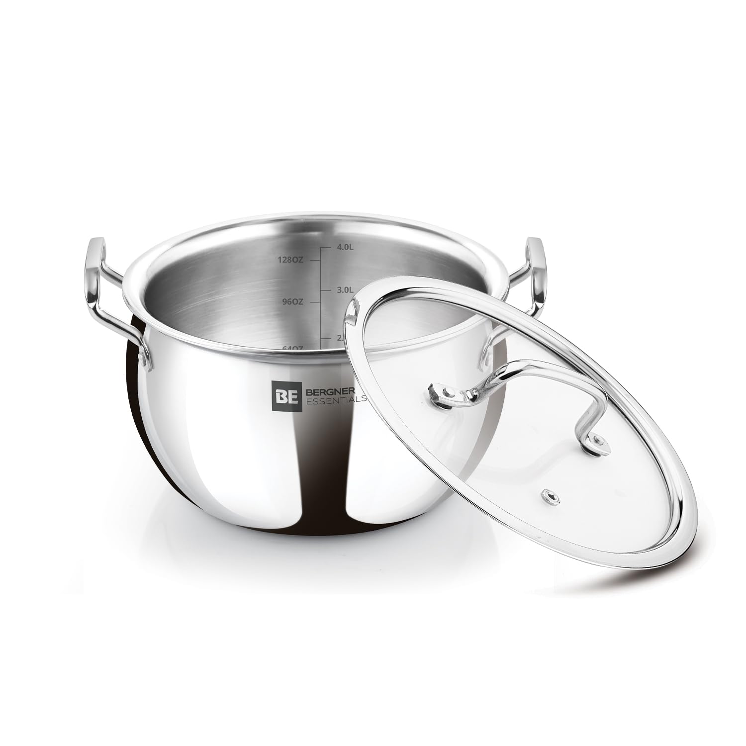 Bergner Be Essentials Triply Stainless Steel 20Cm Rice Handi With Lid, Large Rice Handi, Even Heat Distribution, Easy To Clean, 