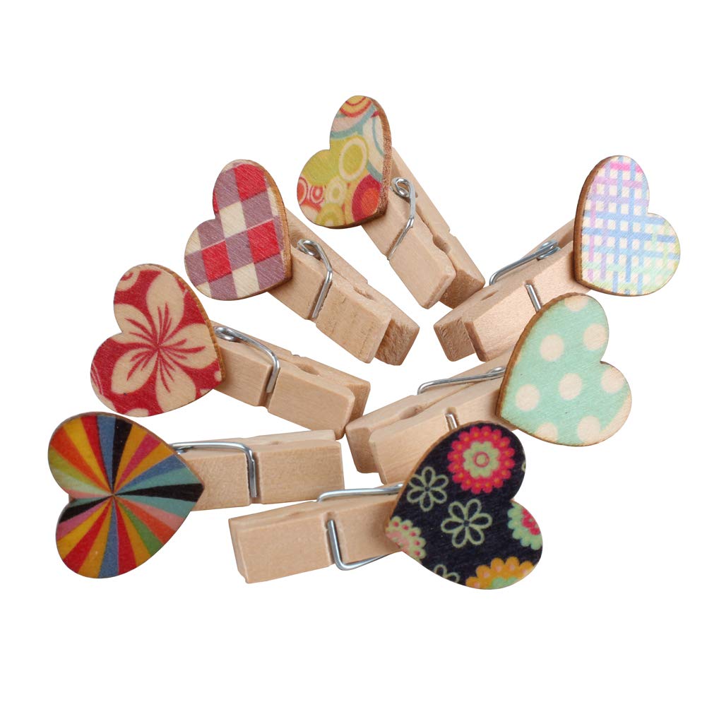 Z Zicome 100 Pcs Mini Wooden Clothespins With Hearts For Hanging Photos Decorations For Valentine Engagement Wedding Bridal Show