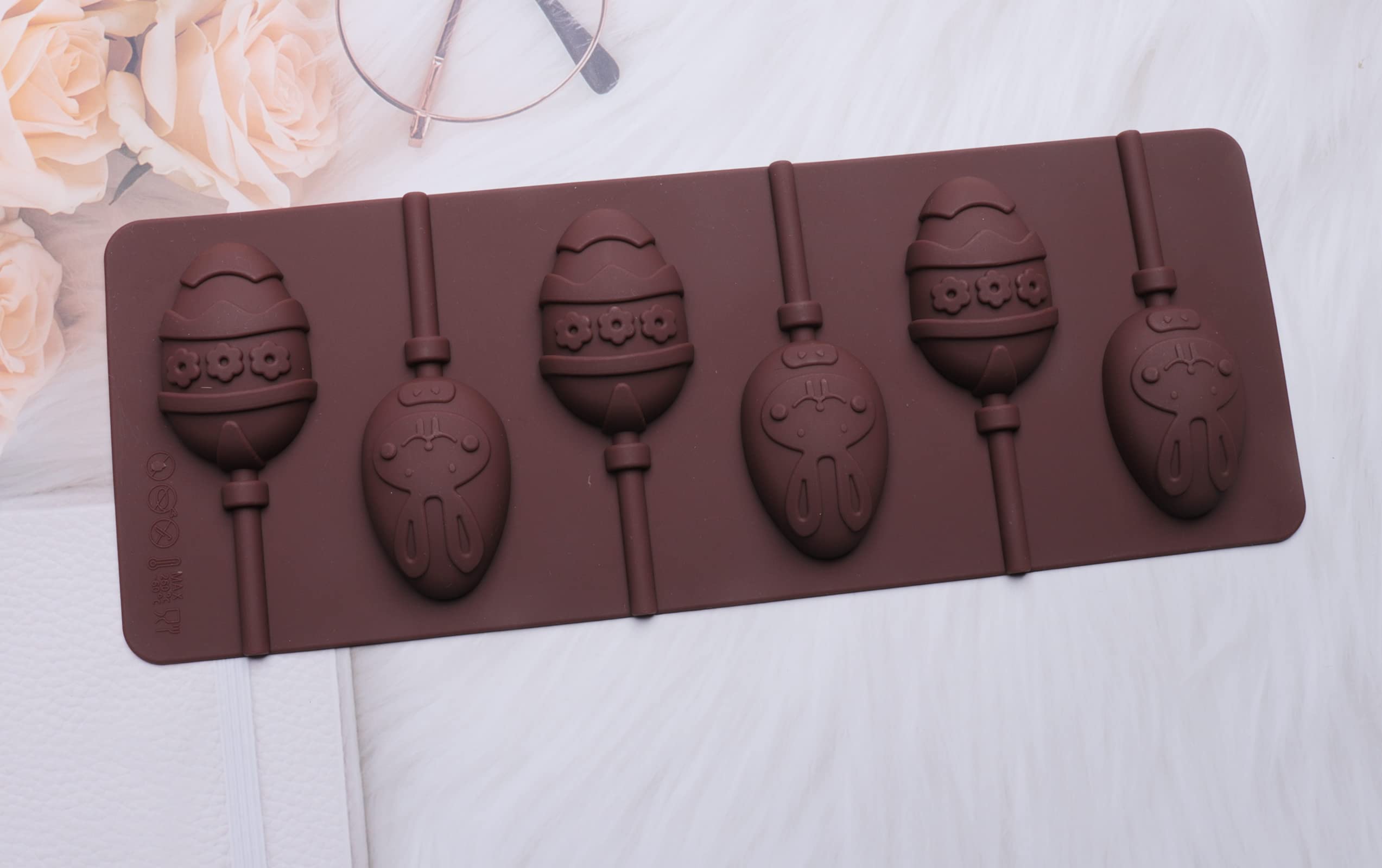 Sowaka 2 Pcs Easter Eggs Molds For Lollipop Small Rabbit 6 Cavity Candy Mold Trays For Easter Diy Handmade Candies Chocolate Bis