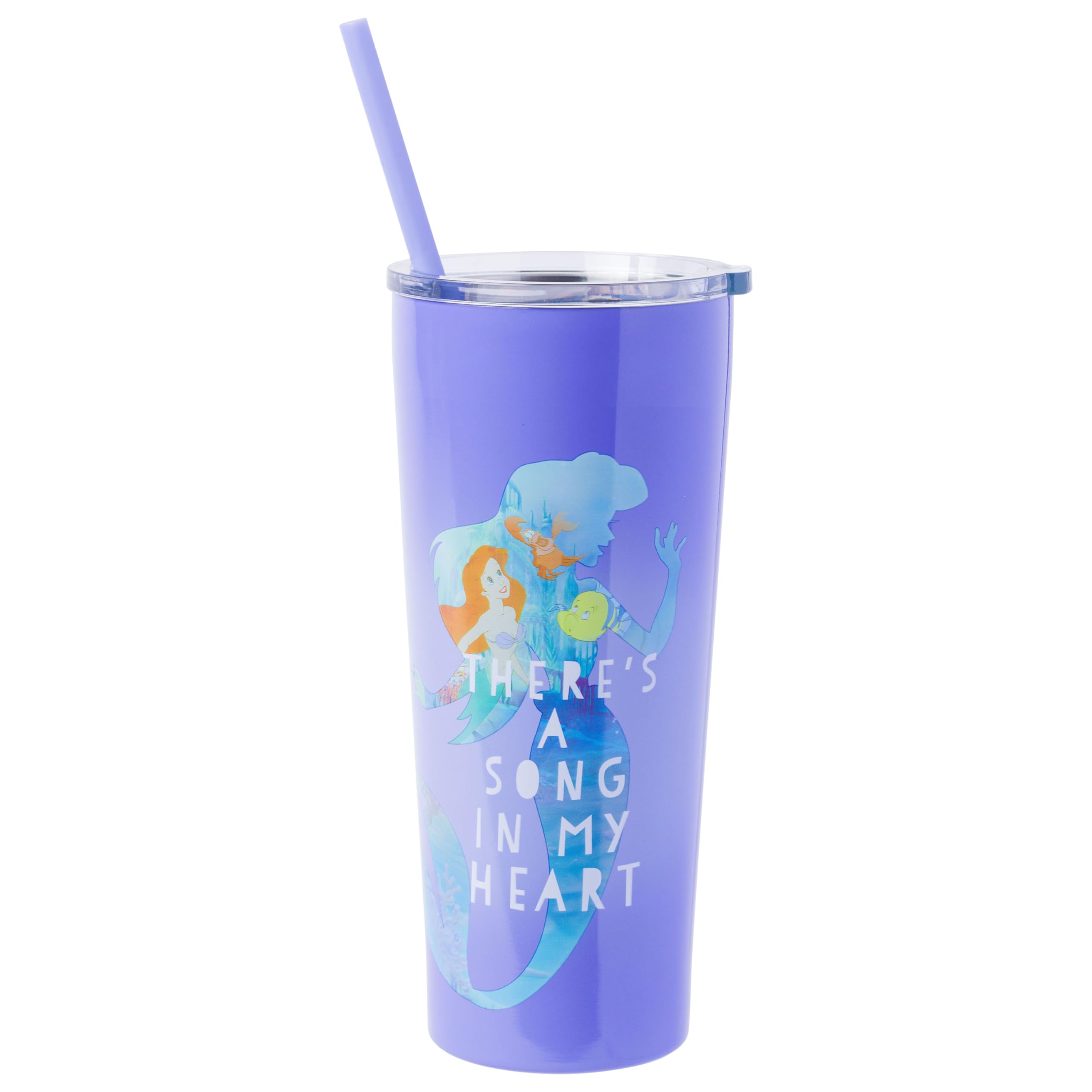 Silver Buffalo Disney The Little Mermaid Theres a Song in My Heart Featuring Ariel, Sebastian, and Flounder Double Walled Stain