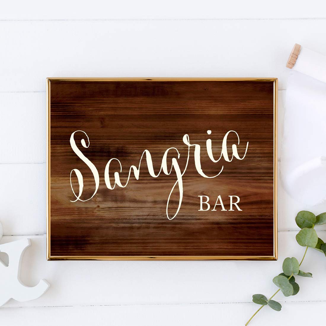 Andaz Press Wedding Party Signs, Rustic Wood Print, 8.5X11-Inch, Sangria Bar Sign, 1-Pack, Unframed