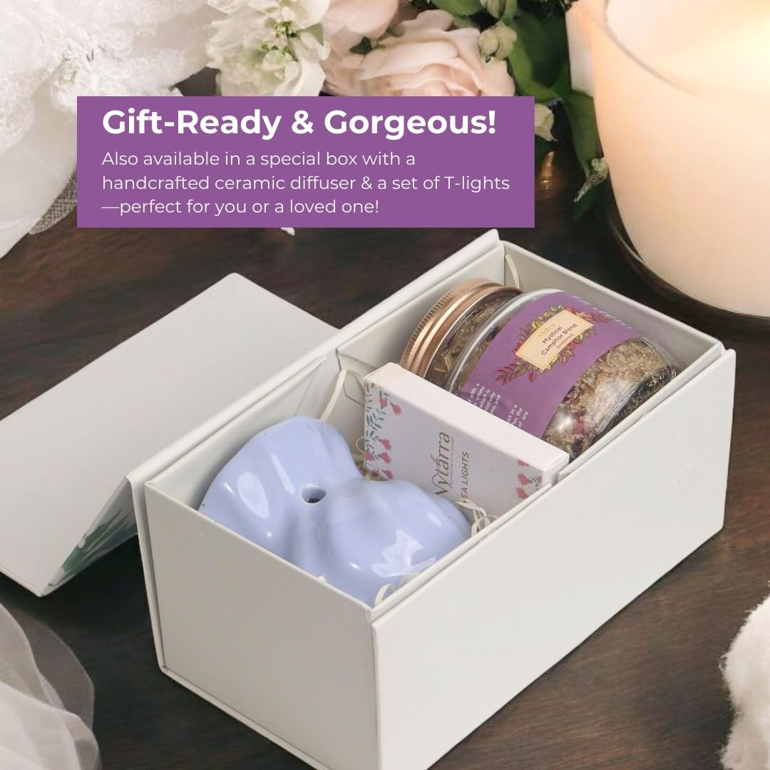 Nytarra Sandalwood Mystical Camphor Blend - 70G | Pure Kapoor/Kapooram For Diffuser, Daily Use & Meditation | Infused With Herbs