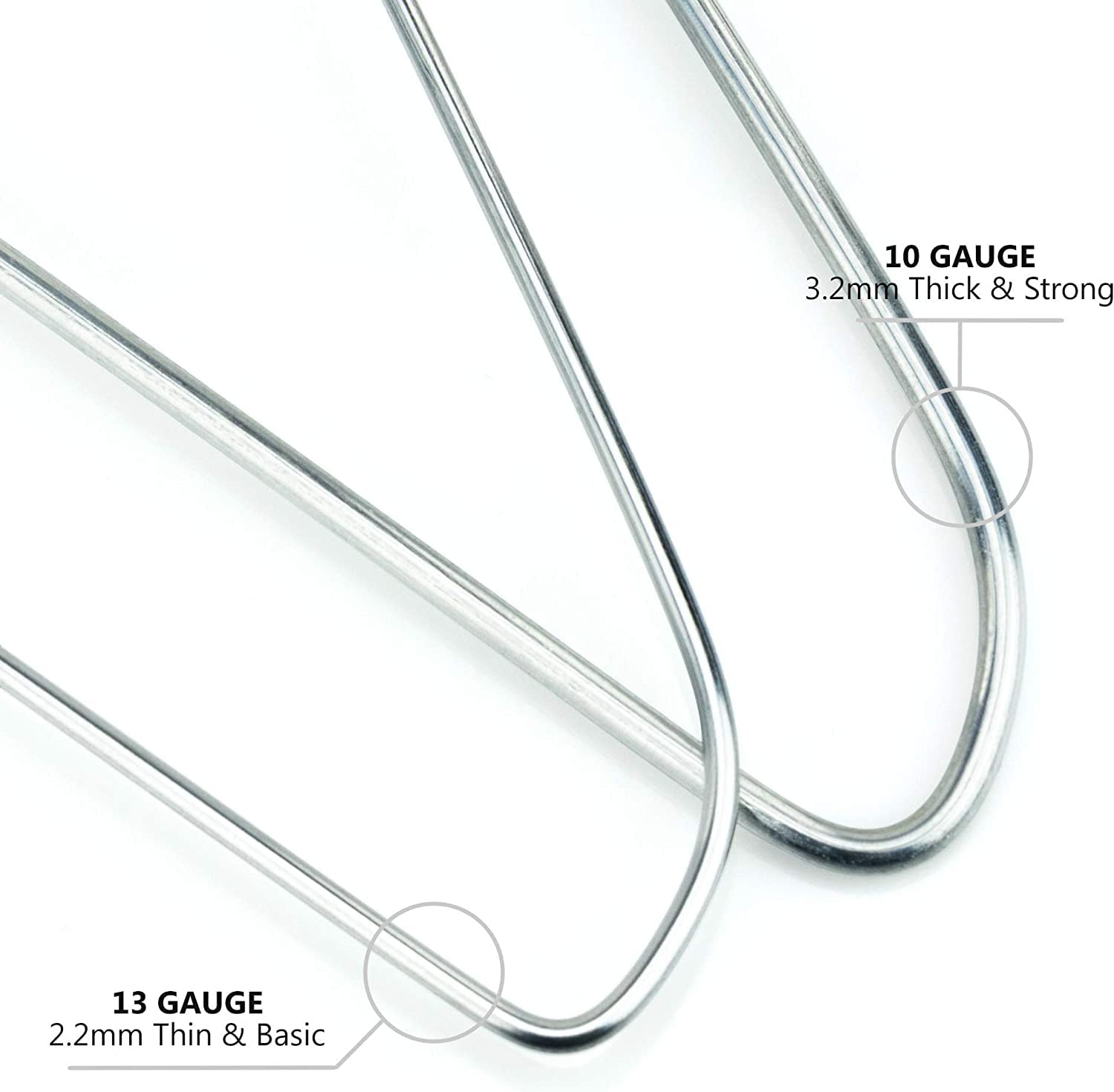 HANGERWORLD Silver Metal Wire Clothes Hangers 16inch 13 Gauge Clothes Garment Coat Hanger (20 Pack)