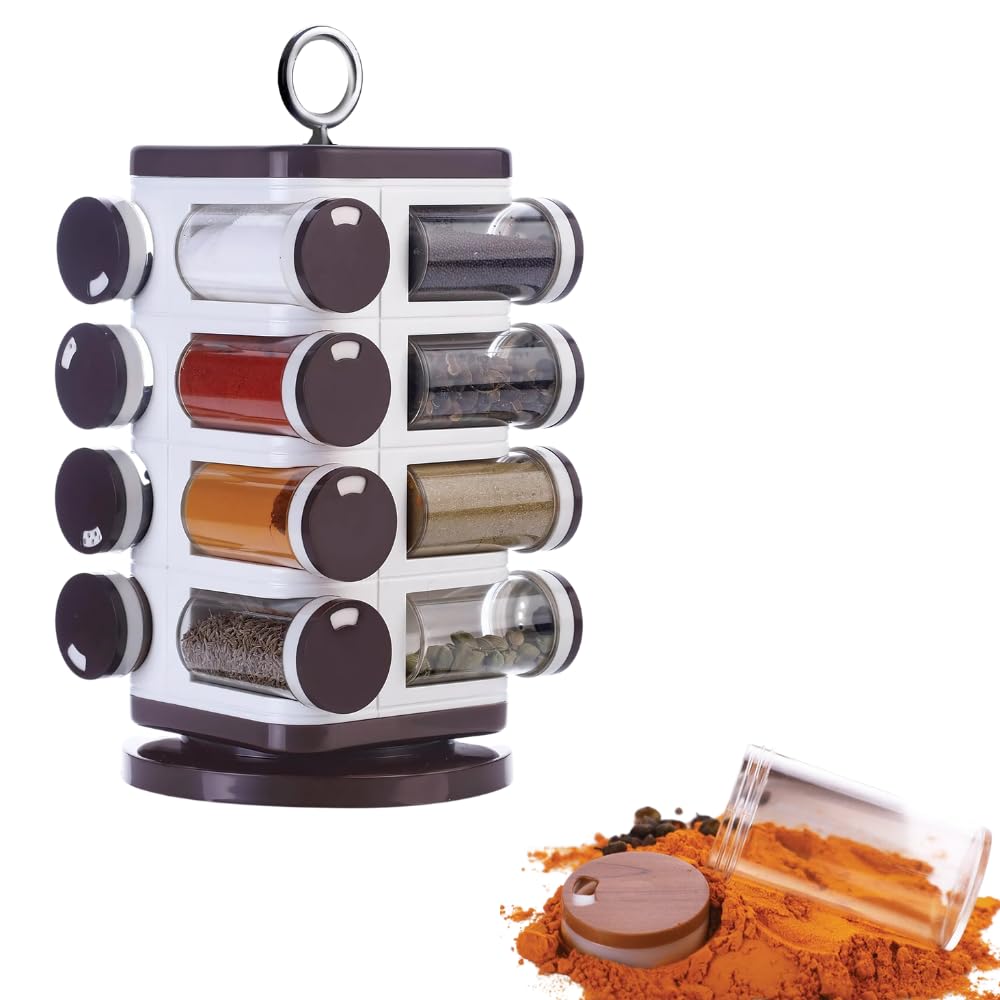 Elevea    Spice Organizer Spice Rack Set  16Piece Masala Rack Set For Storing Spices, Herbs & Condiments In Modern Kitchens De