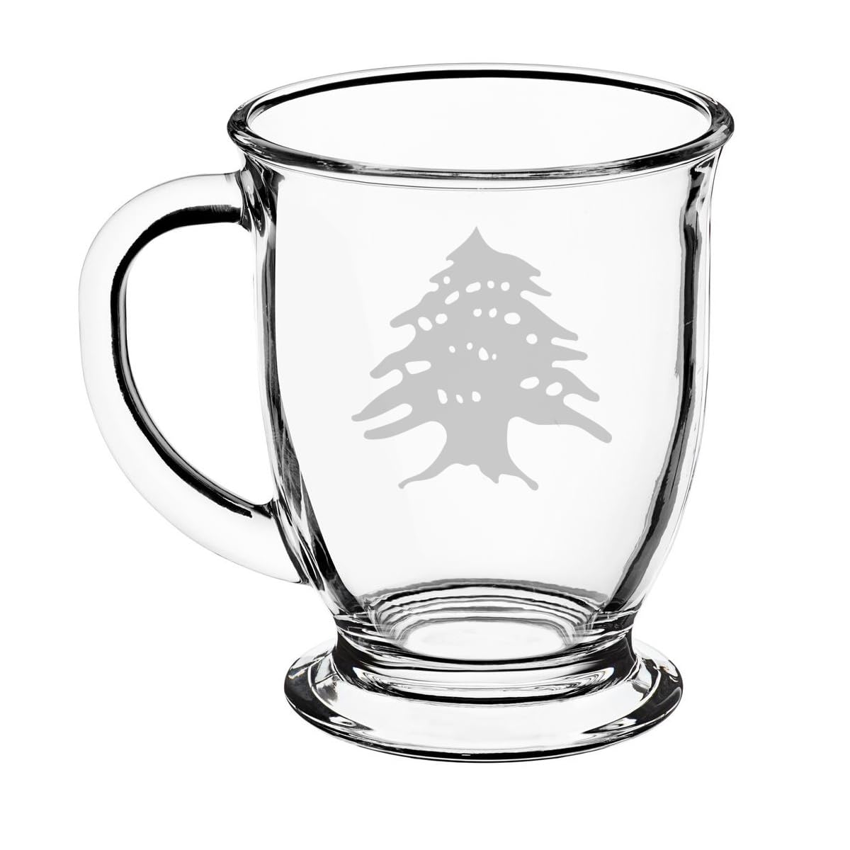 16oz Glass Coffee Mug Tea Glass Gift Cedar Tree Lebanon Lebanese