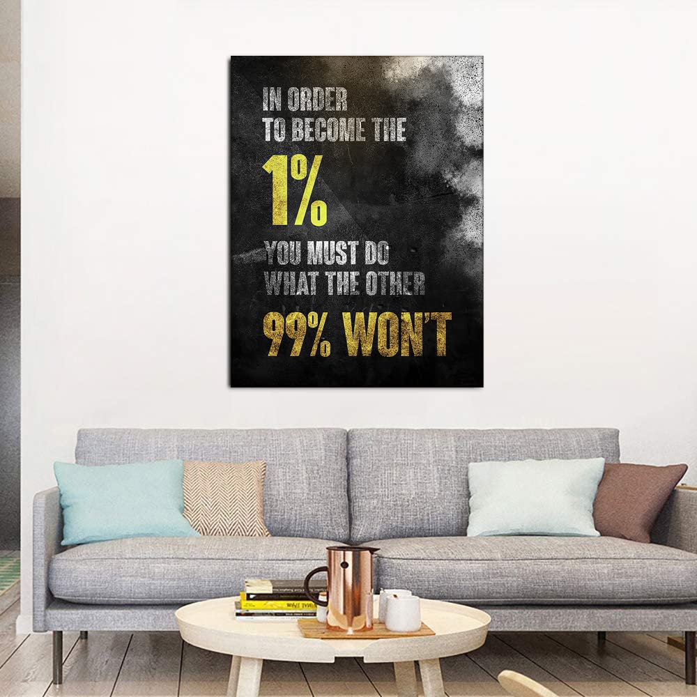Kailefu-1% Entrepreneur Motivational Canvas Wall Art -Inspirational Wall Art Poster Quotes - Canvas Artwork Picture Print Framed