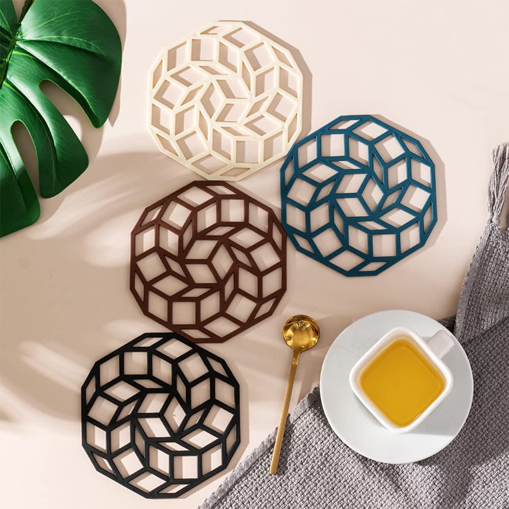 3 Pcs Silicone Trivet Mats Multi-Use Carved Trivet Mat Insulated Non-Slip Durable Kitchen Mats For Hot Dishes Hot Pots And Pans