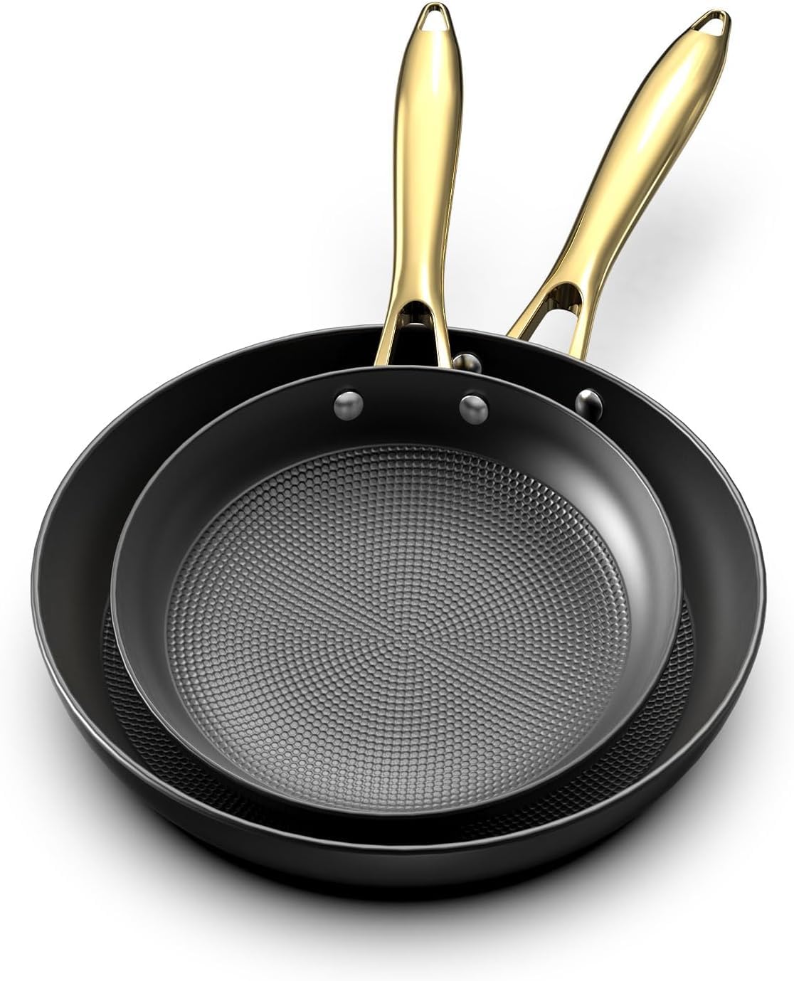 Imarku Non Stick Frying Pans, Professional Cast Iron Skillets 2 Pcs - 8 Inch & 10 Inch Frying Pans Nonstick, Honeycomb Long Last