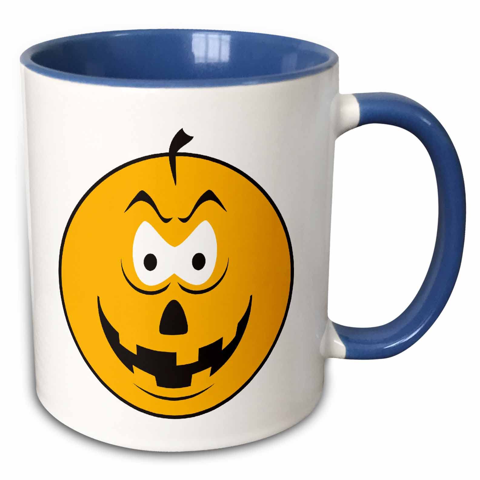 3dRose Lollipop Sucker Yellow smiling Face 15oz Two-Tone Blue Mug