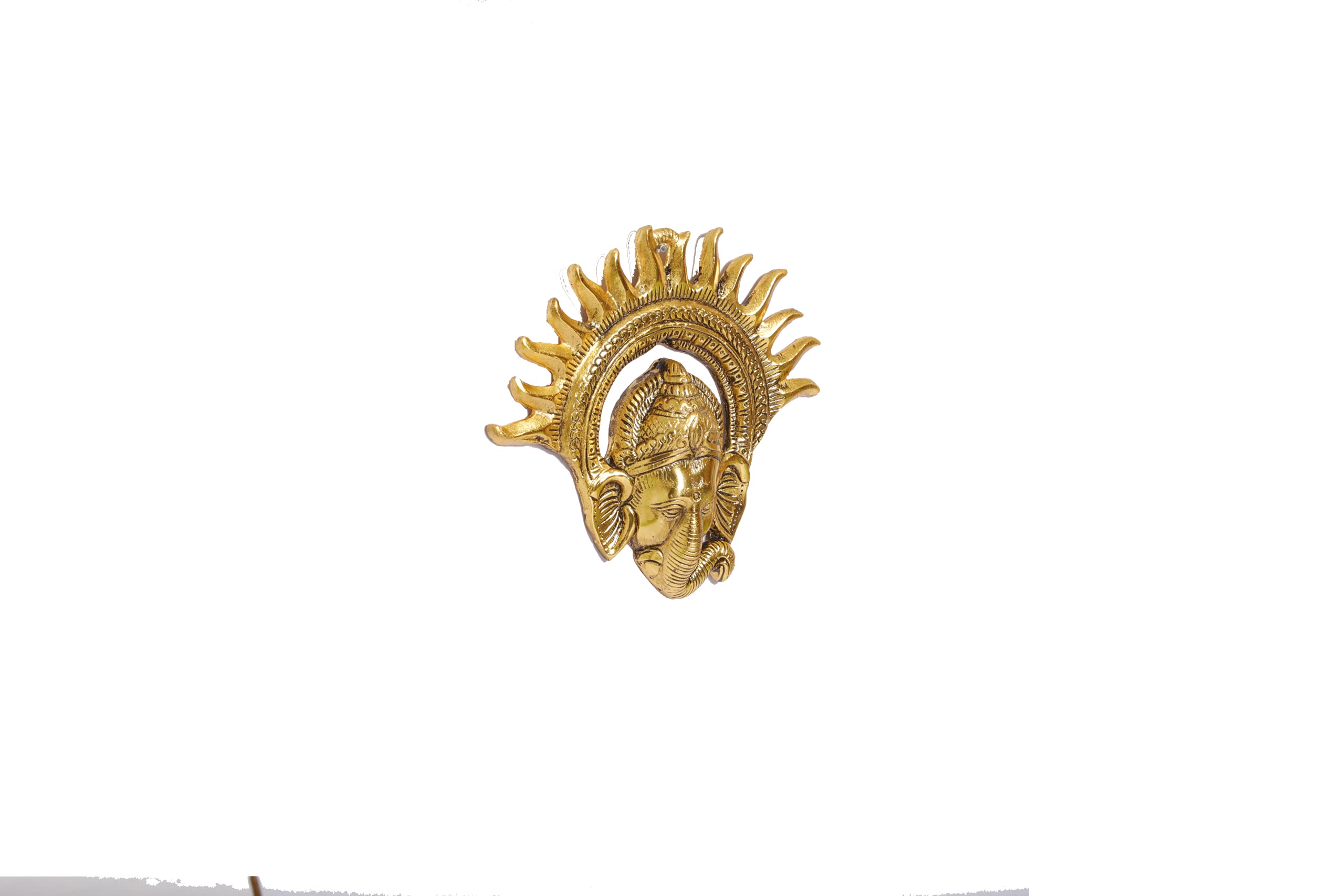 Prince Home Decor & Gifts Metal Golden Ganesha Wall Hanging Sculpture Lord Ganesh Idol Ganpati Lucky Feng Shui Wall Decor Arts,R