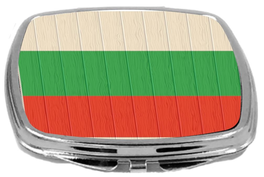 Rikki Knight Compact Mirror On Distressed Wood Design, Bulgaria Flag, 3 Ounce