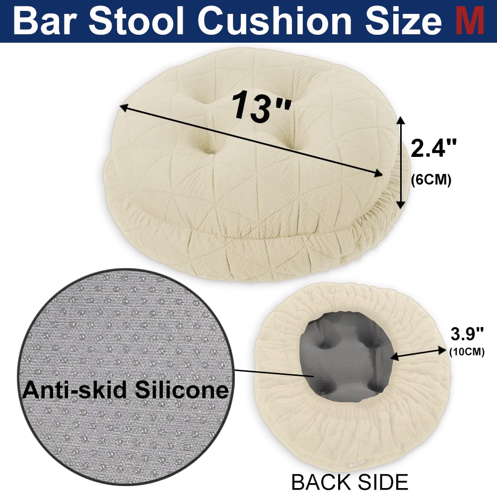 Buyue Seat Cushion For Round Bar Stool, Dia.13 Luxury Fashion Jacquard With Anti-Skid Silicone Bar Stool Cushion Padded (Beige,