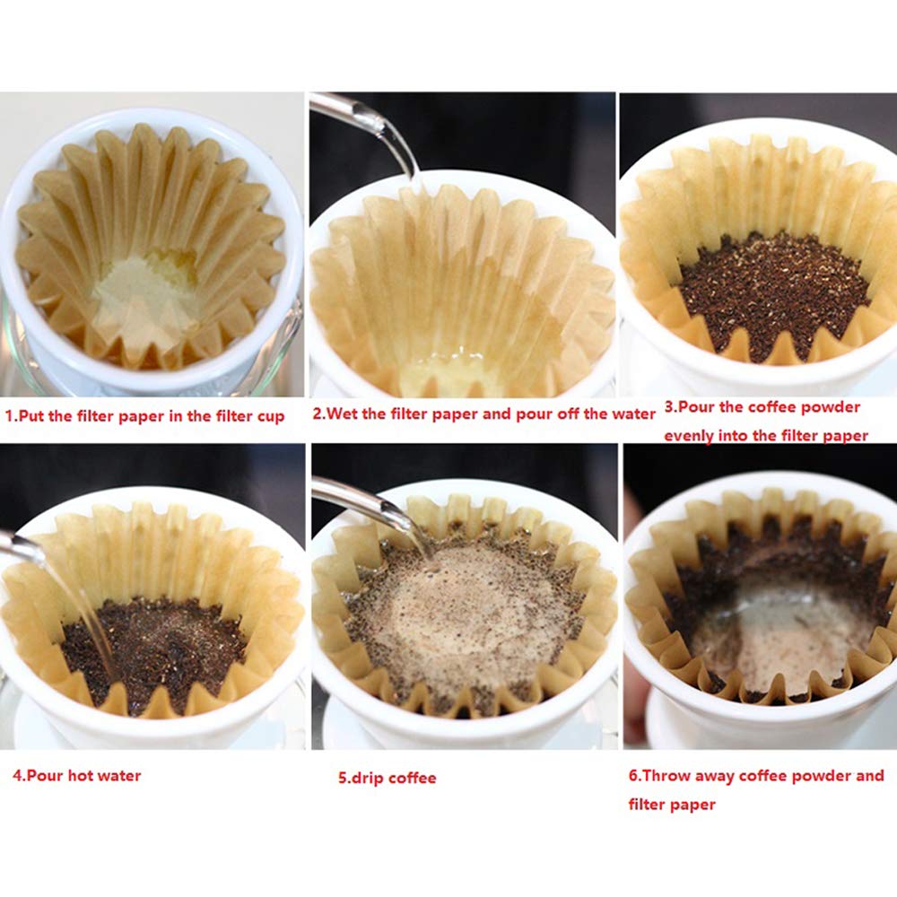 1-4 Cup Basket Coffee Filters,Natural Brown Biodegradable Basket Filters Paper Unbleached For Home Office Use,Coffee Filter Flow