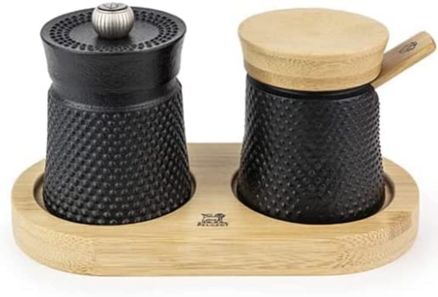 Peugeot Bali Fonte Cast Iron Pepper Mill And Salt Cellar Gift Set, 3-Inches, Black (39967)