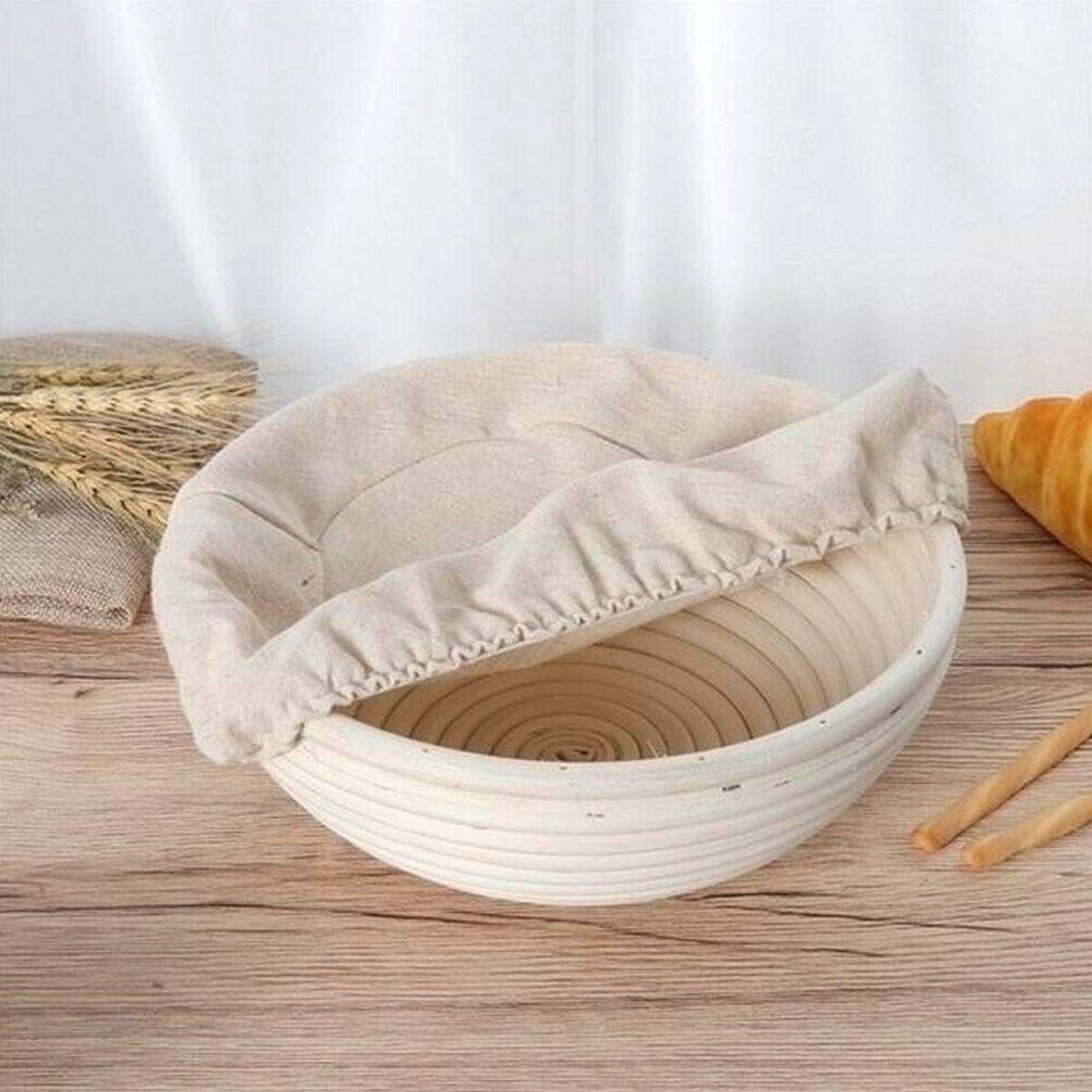 7 Packs 9 Inch Round Bread Proofing Basket Cloth Liner Banneton Sourdough Bread Proofing Natural Rattan Baking Dough Basket Cove