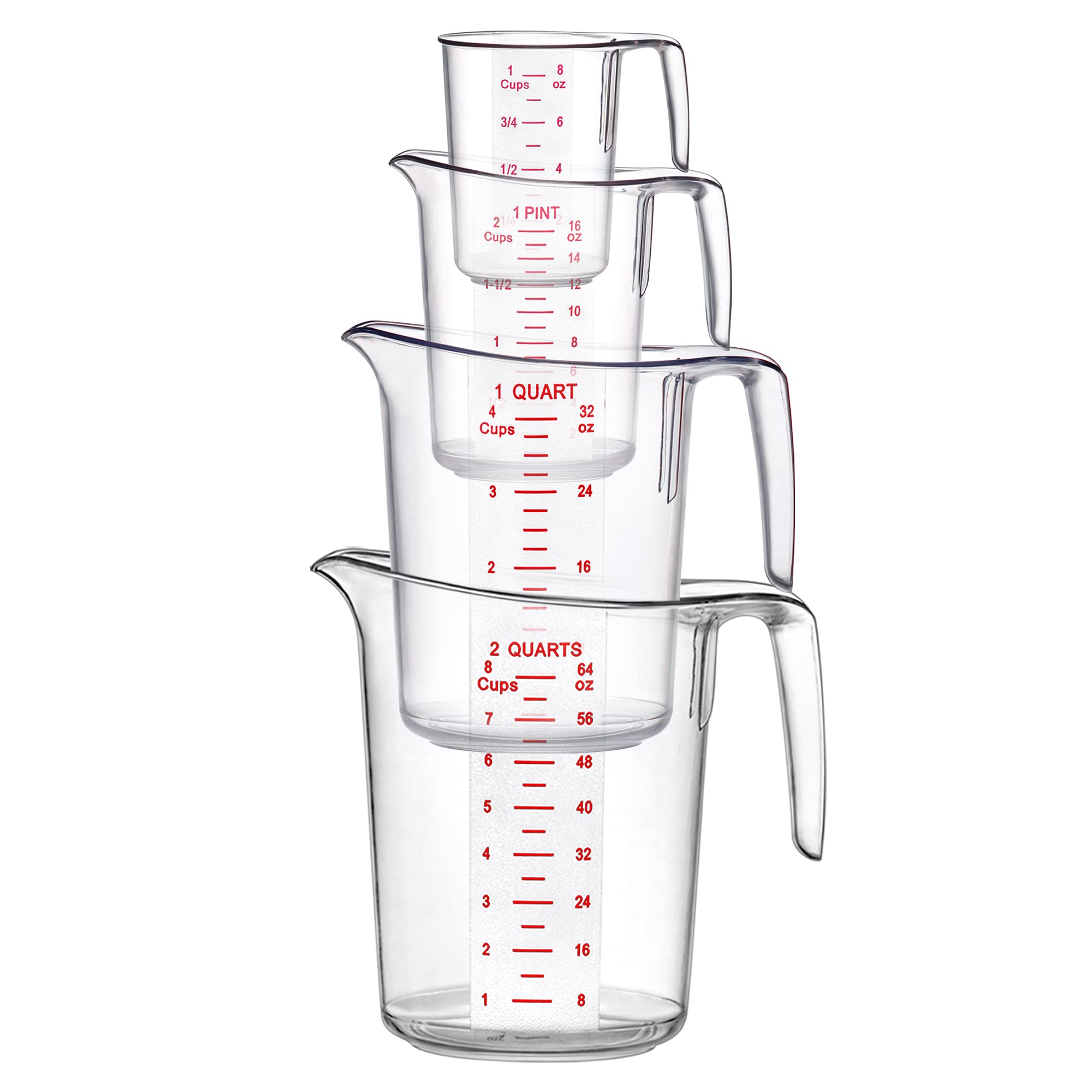 Amazing Abby - Melissa - Unbreakable Plastic Measuring Cups (4-Piece Set), Food-Grade Measuring Jugs, 1/2/4/8-Cup Capacity, Stac