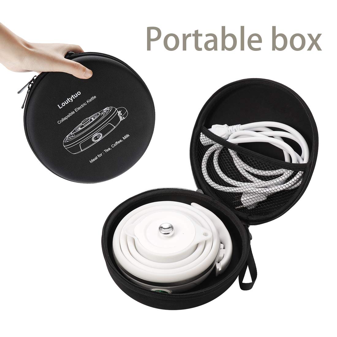 Ultrathin Upgraded Food Grade Silicone Travel Foldable Electric Kettle Boil Dry Protection Portable with Dual Voltage and Separable Power Cord 555ML 110-220V US Plug