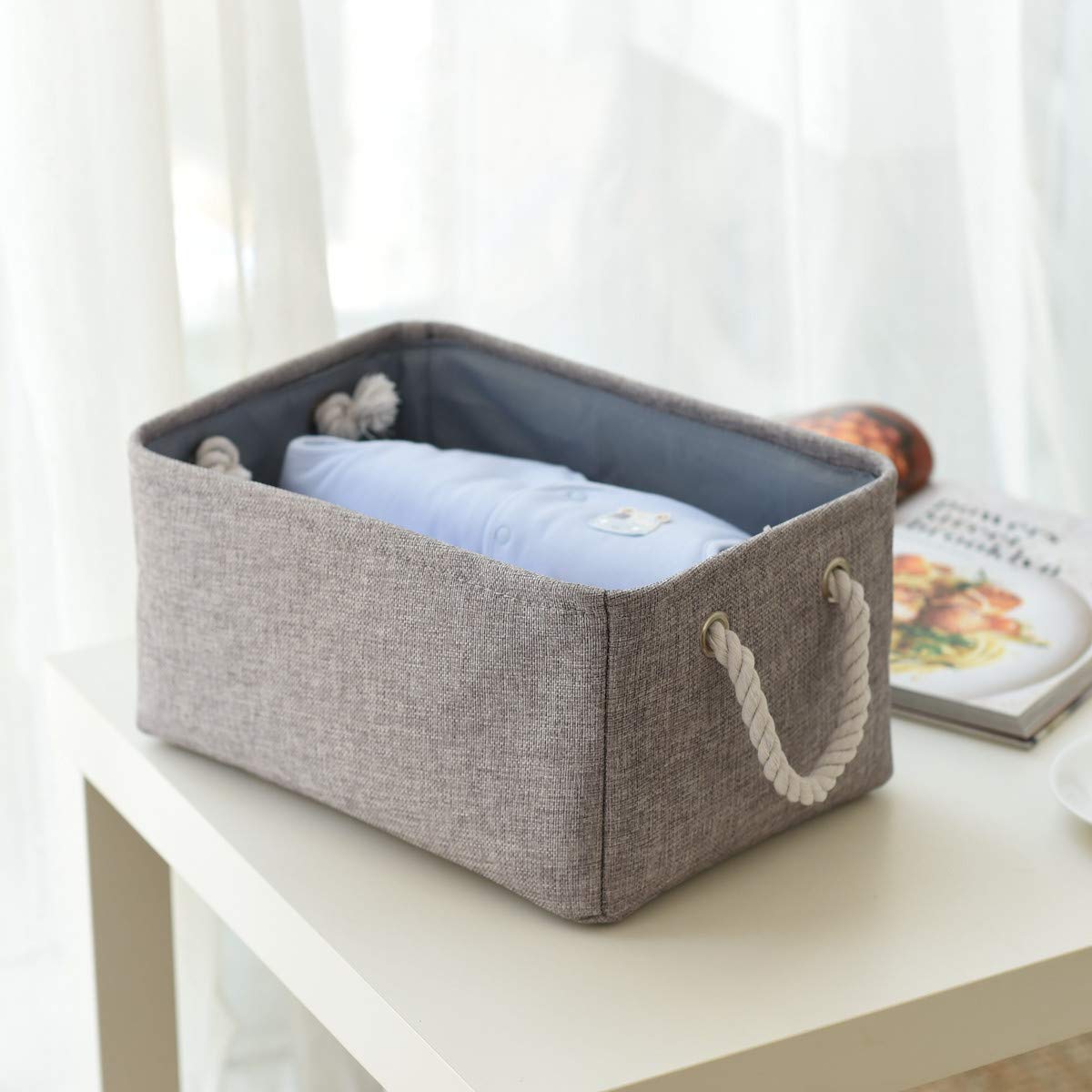TheWarmHome Large Storage Bins Basket  2 Pack Grey Fabric Storage Cubes for Baby Changing Table Nursery Livingroom Kidsroom Playroom Toy  Collapsible Storage Baskets for organizing Shelves Closet