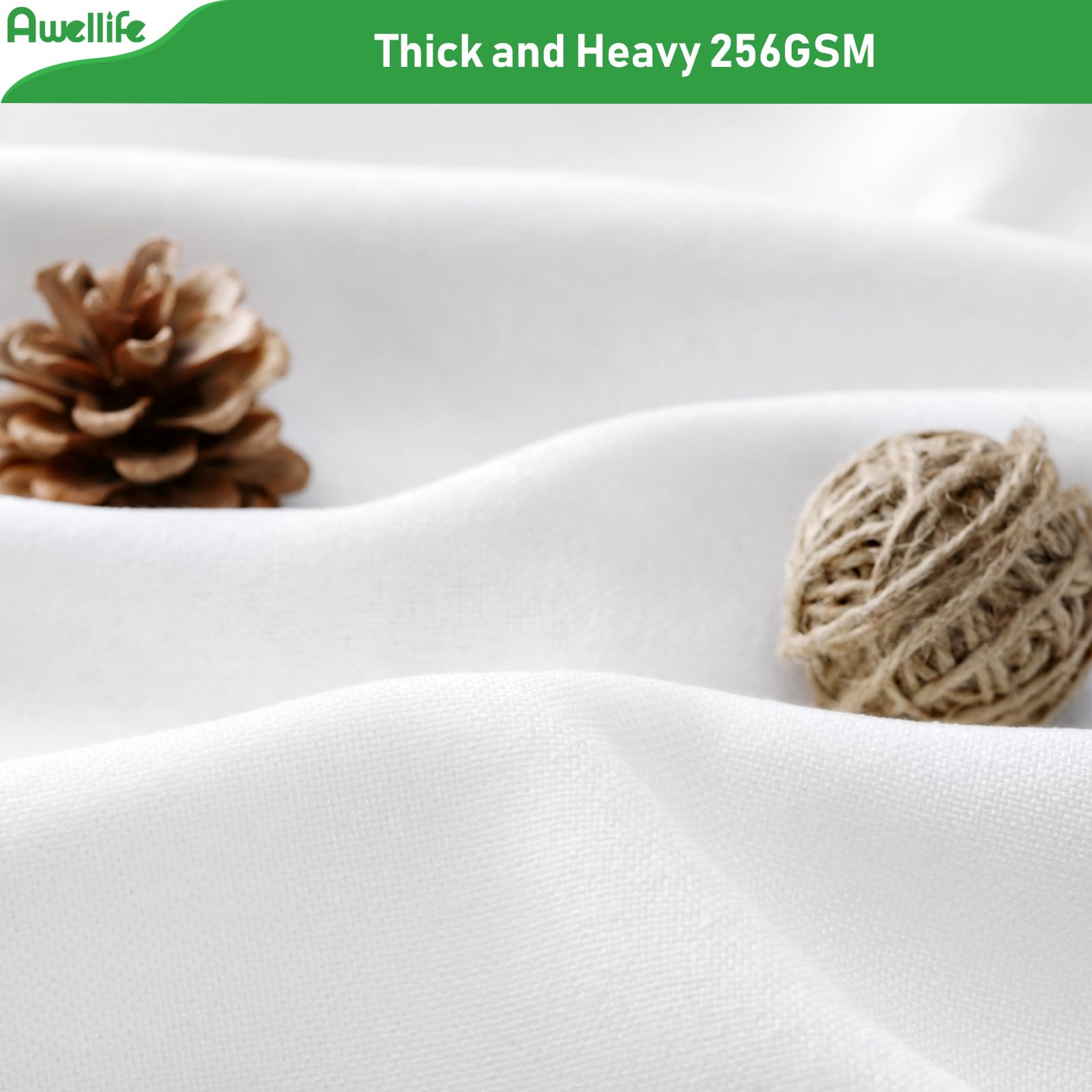 Awellife White Linen Style Shower Curtain Set With 12 Durable Hooks - Textured Fabric Heavy Cloth Shower Curtains For Bathroom 7