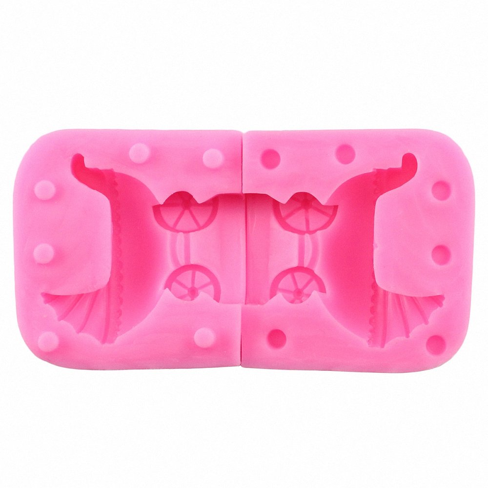 Moldfun 3D Baby Stroller Pram Carriage Baby-Car Silicone Mold For Soap Candle Baby Shower Birthday Cake Decorating Fondant Molds