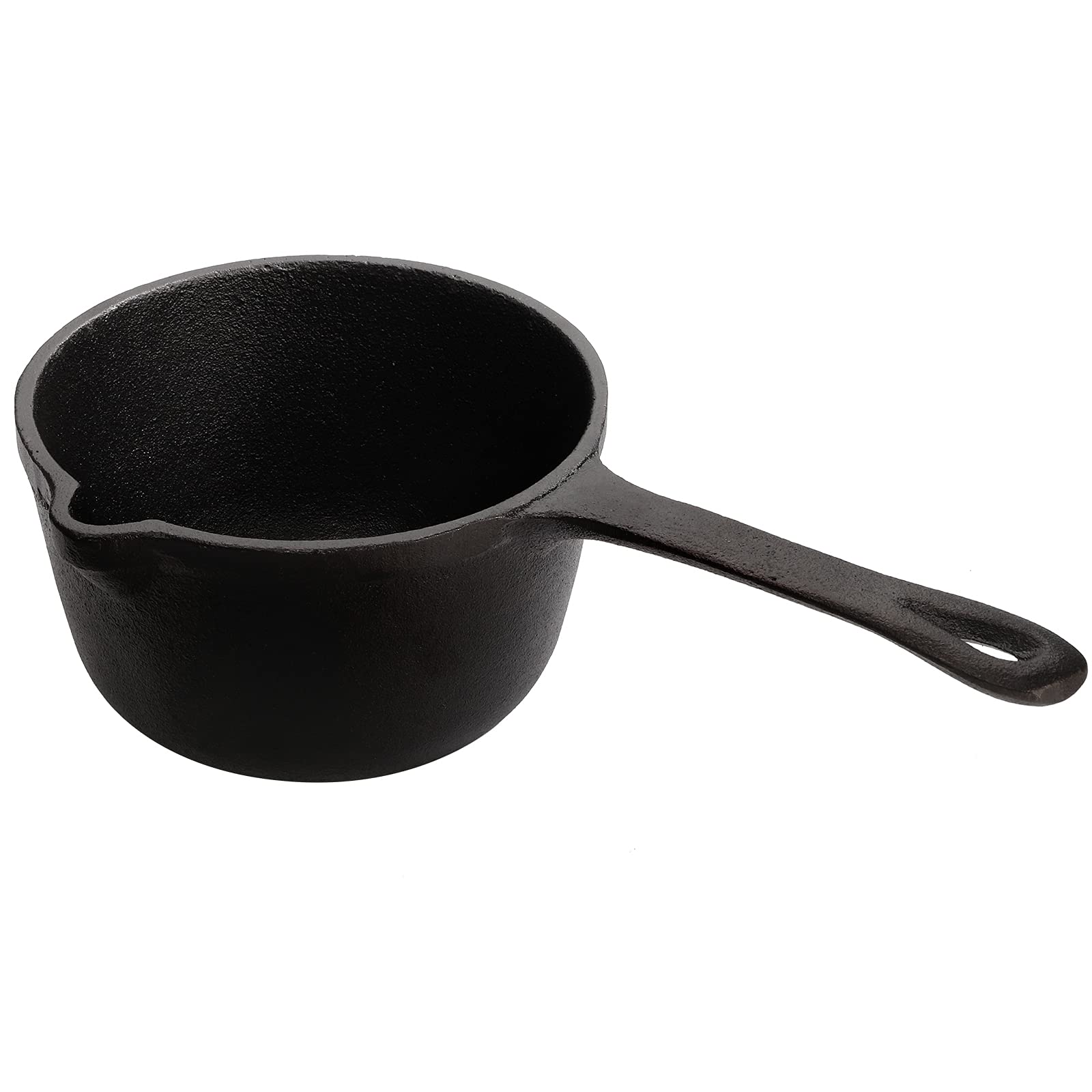 Cedilis 1 Quart/ 32 Ounce Cast Iron Basting Pot With Handle, Heavy Duty Construction Sauce Pot For Grilling And Oven, Black