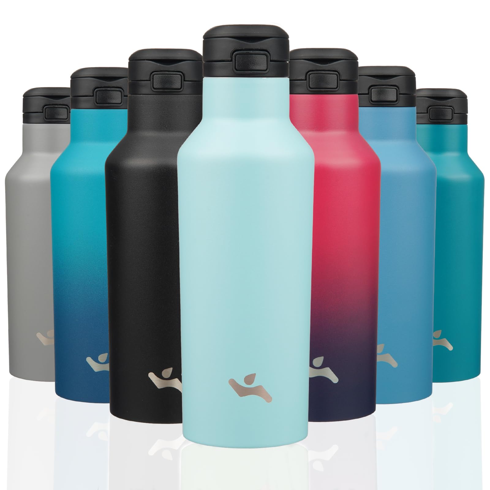 Insulated Water Bottle with Straw,17 OZ Double Wall Vacuum Stainless Steel Water Flask with 2 Lids,Turquoise