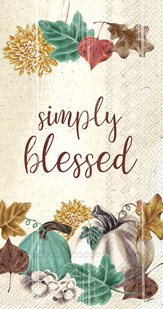 Ihr 3-Ply Guest Towel Buffet Paper Napkins, 8.5 X 4.5-Inches, Simply Blessed Pumpkins