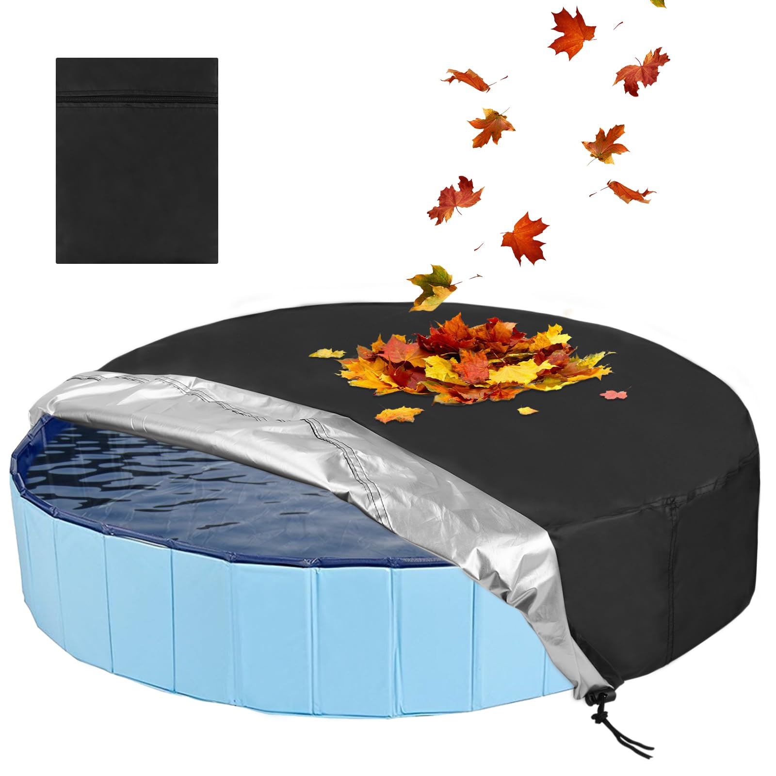 Rypet 63 inch Dog Pool Cover Foldable Round Pool Cover Pet Collapsible Swimming Pools Covers Portable Pet Pool Covers Pools Accessories for Dog Pool Bathing Tub-Like New Condition