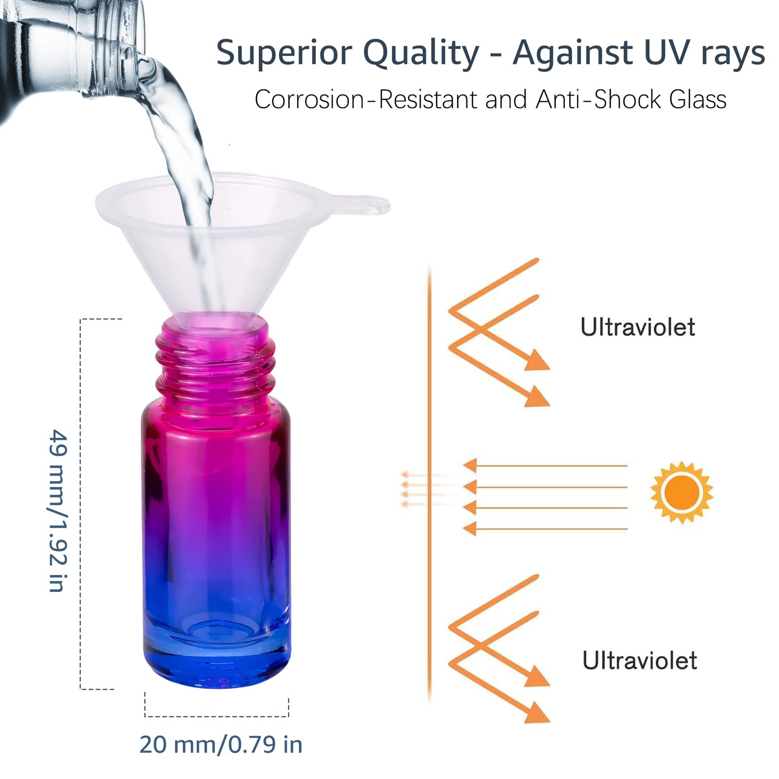Jiuwu Essential Oil Roller Bottles Perfume Roller Bottles Blue-Purple Gradient Bottles 10 Pack 5Ml Roll-On Bottle With Silver Sc