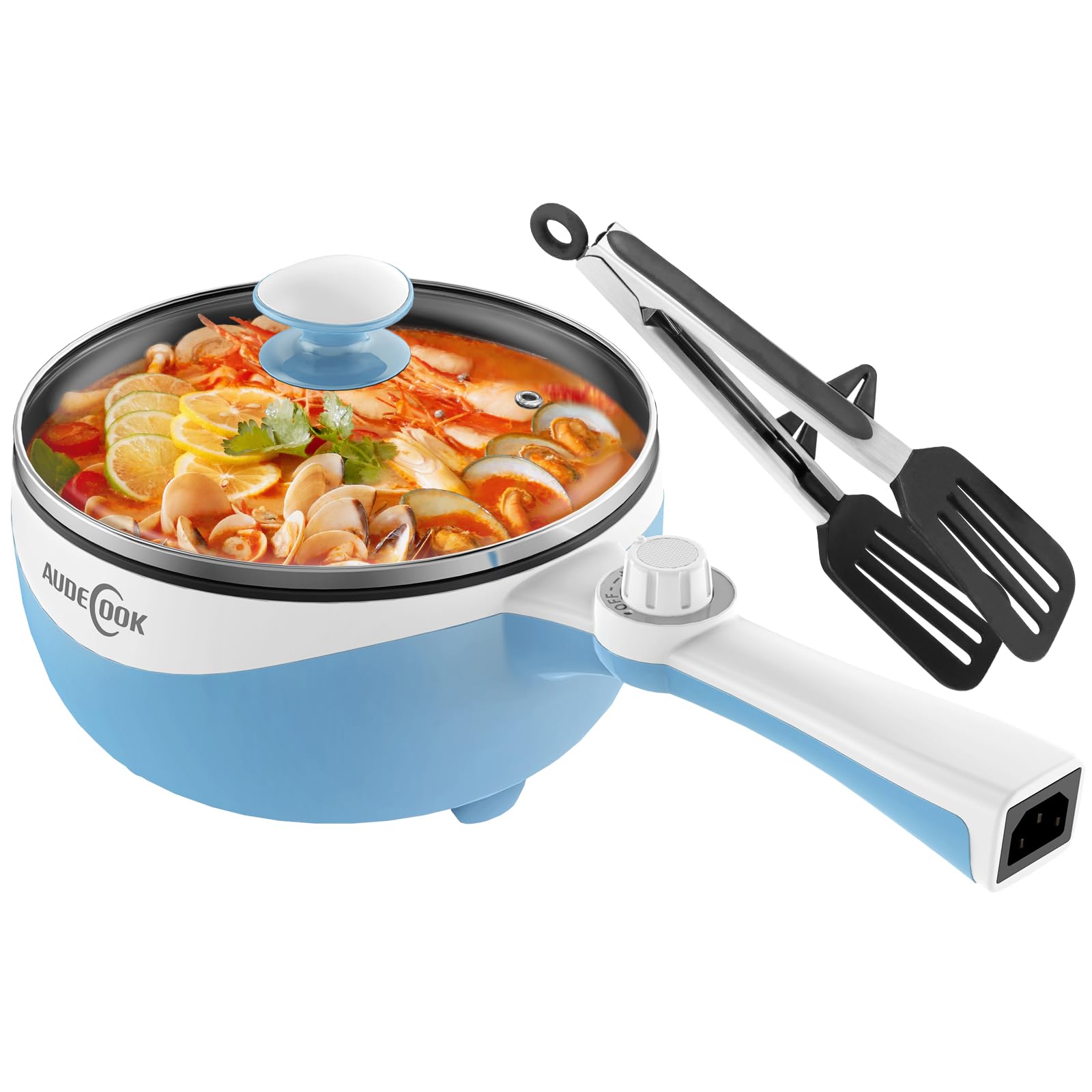 Audecook Hot Pot Electric, 1.7L Mini Electric Skillet Portable Nonstick Saut   Pan with Power Adjustment, Ramen Cooker Travel Mu