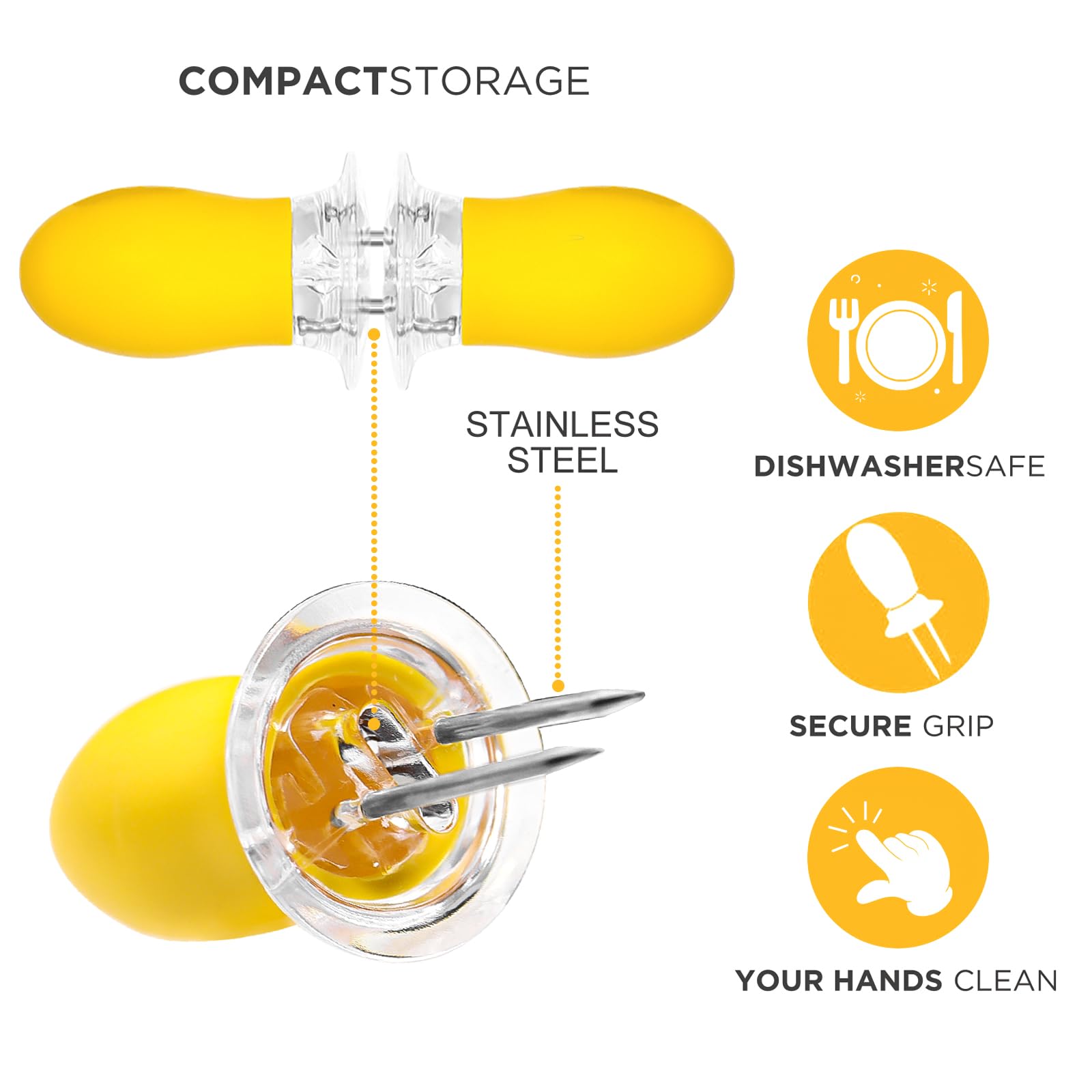 Recoil Corn Cob Holders Skewers BBQ Twin Prong Holders  Corn Dishes and Butter Spreader Set Kits  Includes 8 Corn Cob Holders  4 Corn Dishes and Butter Spreader