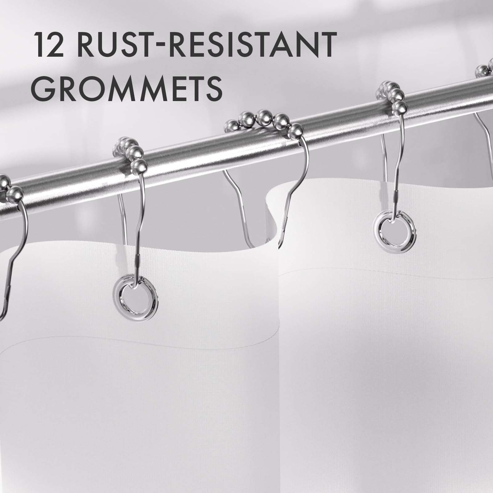 AmazerBath Shower Curtain Sets  Cloth Ombre Black Shower Curtain with 12 Shower Curtain Hooks  Washable Fabric Black and White Shower Curtain  Rustic Farmhouse Bathroom Shower Curtain  72x72 Inches