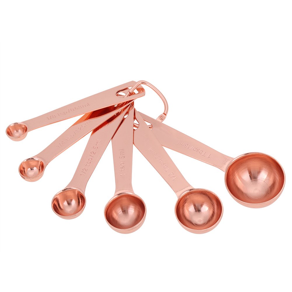 Copper Measuring Spoons 6 Pcs Stainless Steel Spoons Dry & Liquid Ingredients Measurement Spoon