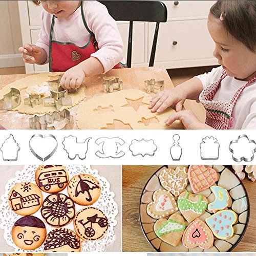 WOTOY Small Key and House Cookie Cutters Set - Stainless Steel