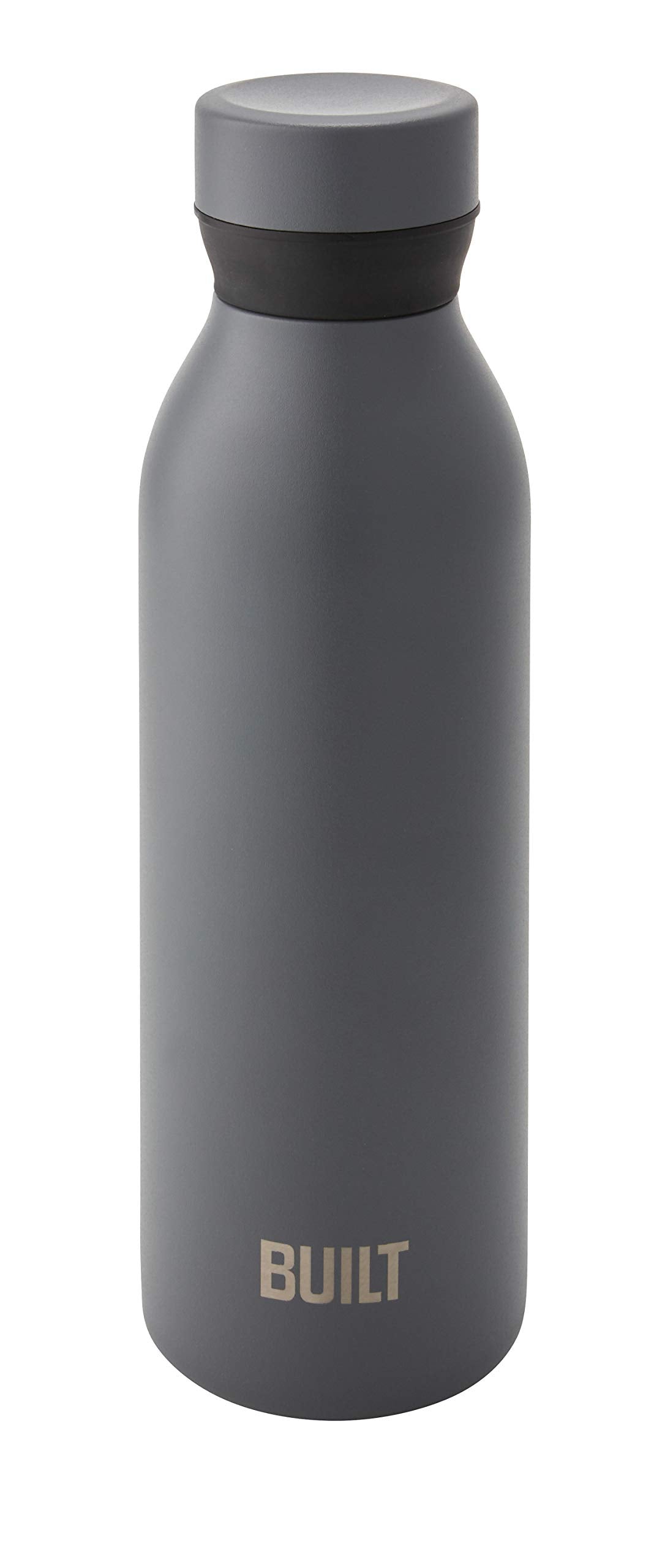 Built Cascade Double Wall Stainless Steel Water Bottle, 18 Ounces, Gray