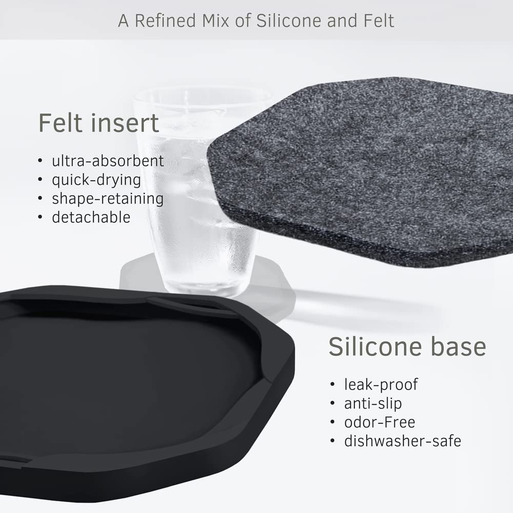 Umirro Black Coasters For Drinks For Tabletop Protection With Super Absorbent Felt Pad, Cool Coasters For Wooden Coffee Table, U