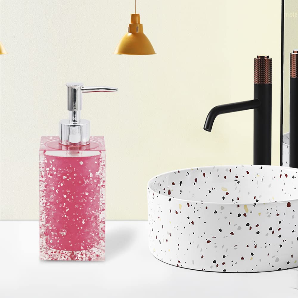 Resin Lotion Soap Dispenser Pump For Kitchen Or Bathroom Countertops, Pink