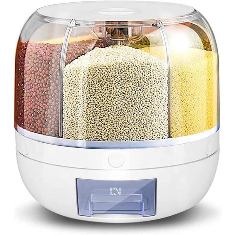 Inllex Cereal Containers Rotating Classification Rice Bucket Household MoistureProof Storage Metering Rice Storage Box Kitchen 