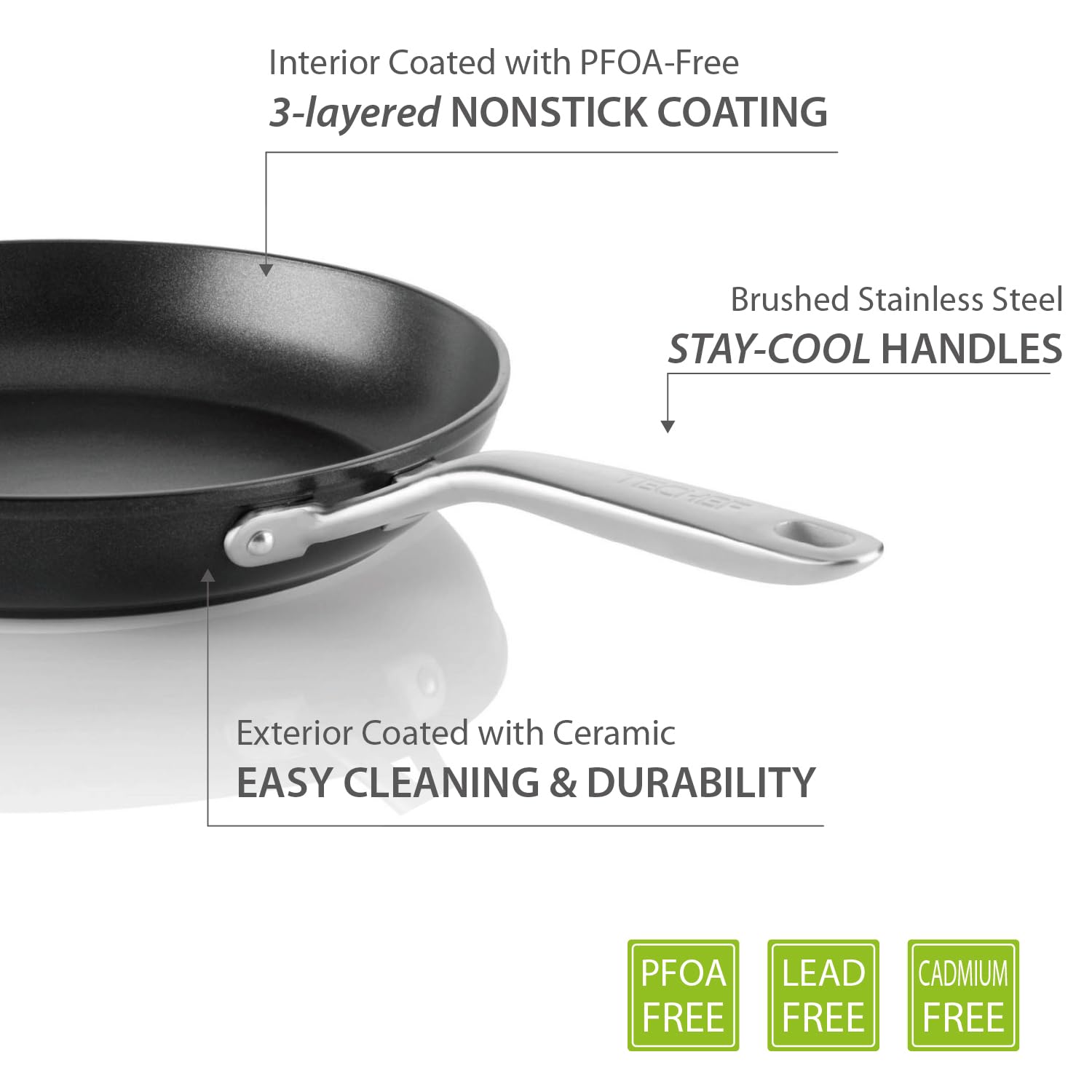 TECHEF Onyx Nonstick Frying Pan Set - 2-Piece (8-inch & 10-inch), PFOA-Free, Induction-Ready, Black, Aluminum, Model OX