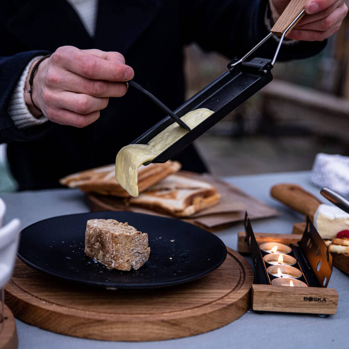 Boska Raclette Grilling Set - Partyclette To Go Set - Suitable For Cheese, Meat, Fish, And Vegetables - Portable Non-Stick - Dis