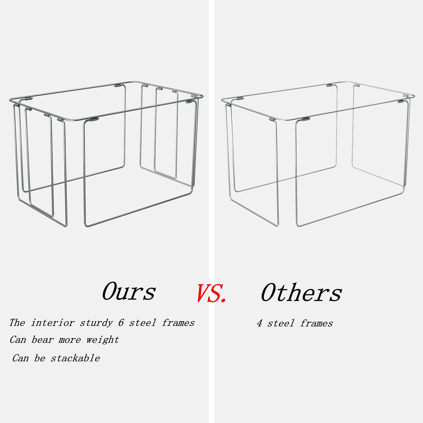 Extra Large Clothes Storage Bins - Foldable Metal Frame Storage Box - Stackable Linen Fabric Box Organizer Set with Carrying Han