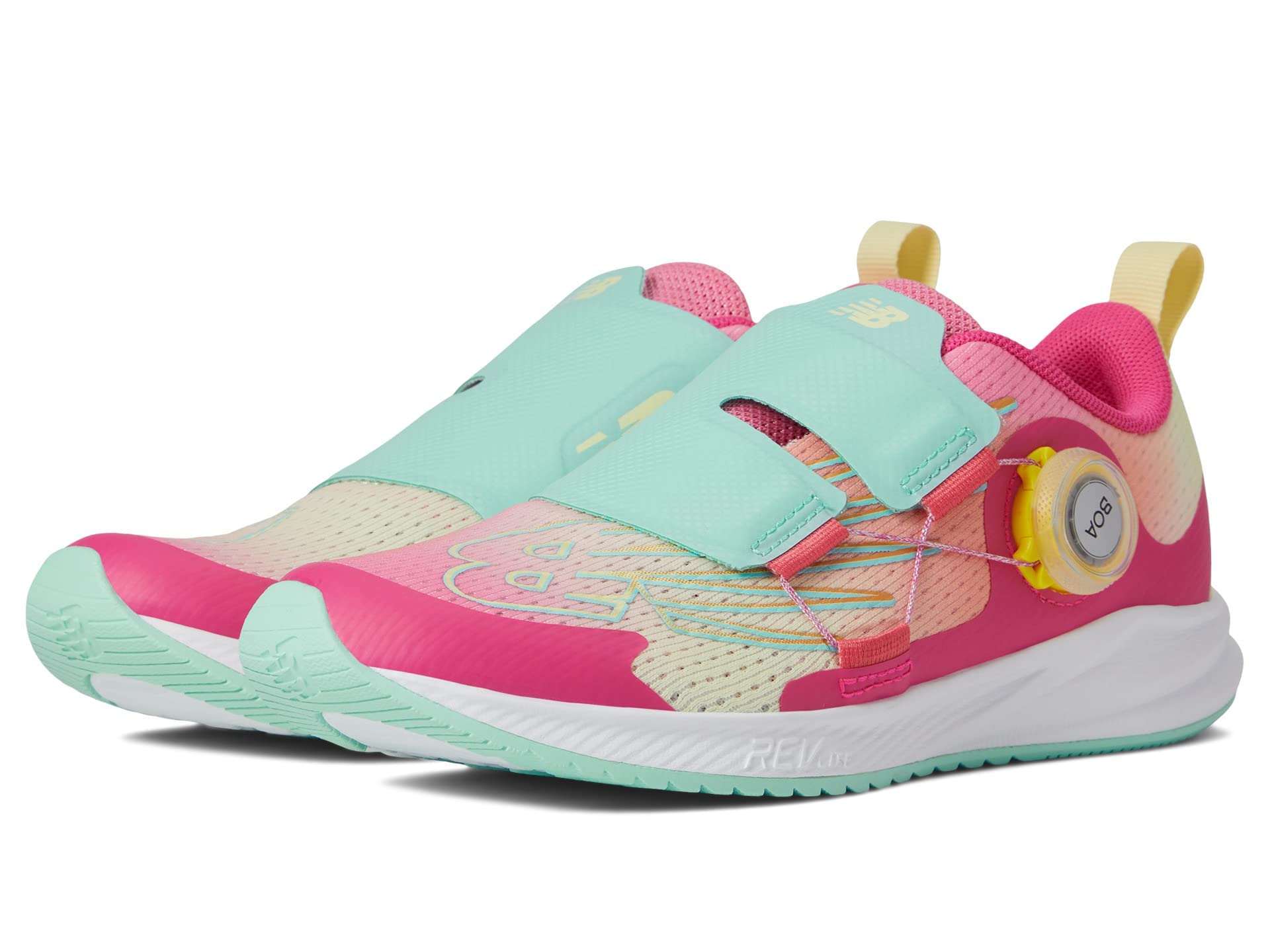 New Balance Kids Fuelcore Reveal V3 Boa Running Shoe, Hi-Pinksurfpeach Glaze, 105 Wide Little Kid