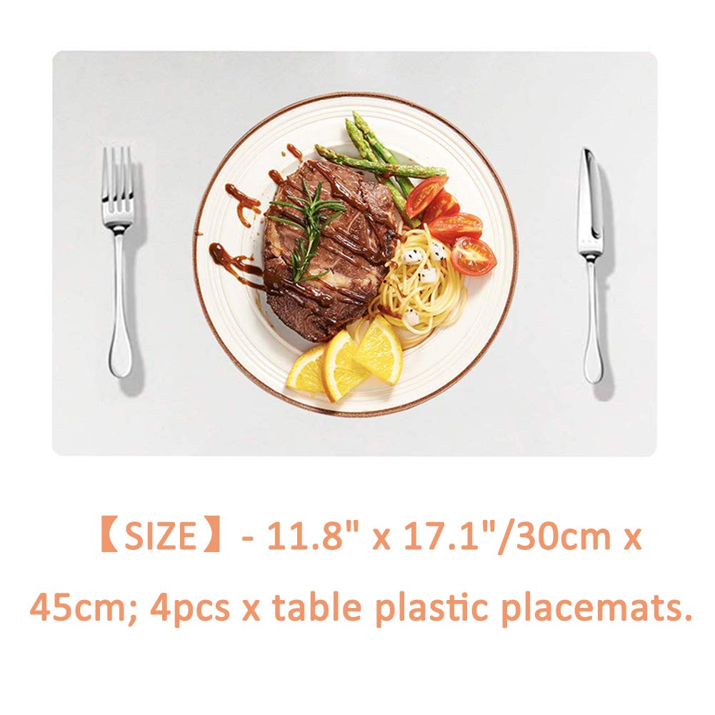 Wetop Translucent Plastic Placemats Set Of 4 For Dining Table, Keeps Table Or Desktop Cloth Cleaner, Washable, Heat Resistant, N